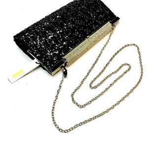 Kate Landry Black Sequin Clutch NWT